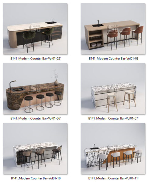 Thư viện bàn đảo bếp Sketchup
